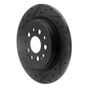 Acura RDX Brake Rotor (1) - Rear Left - R1 Concepts - Drilled & Slotted - Black - `17-`25